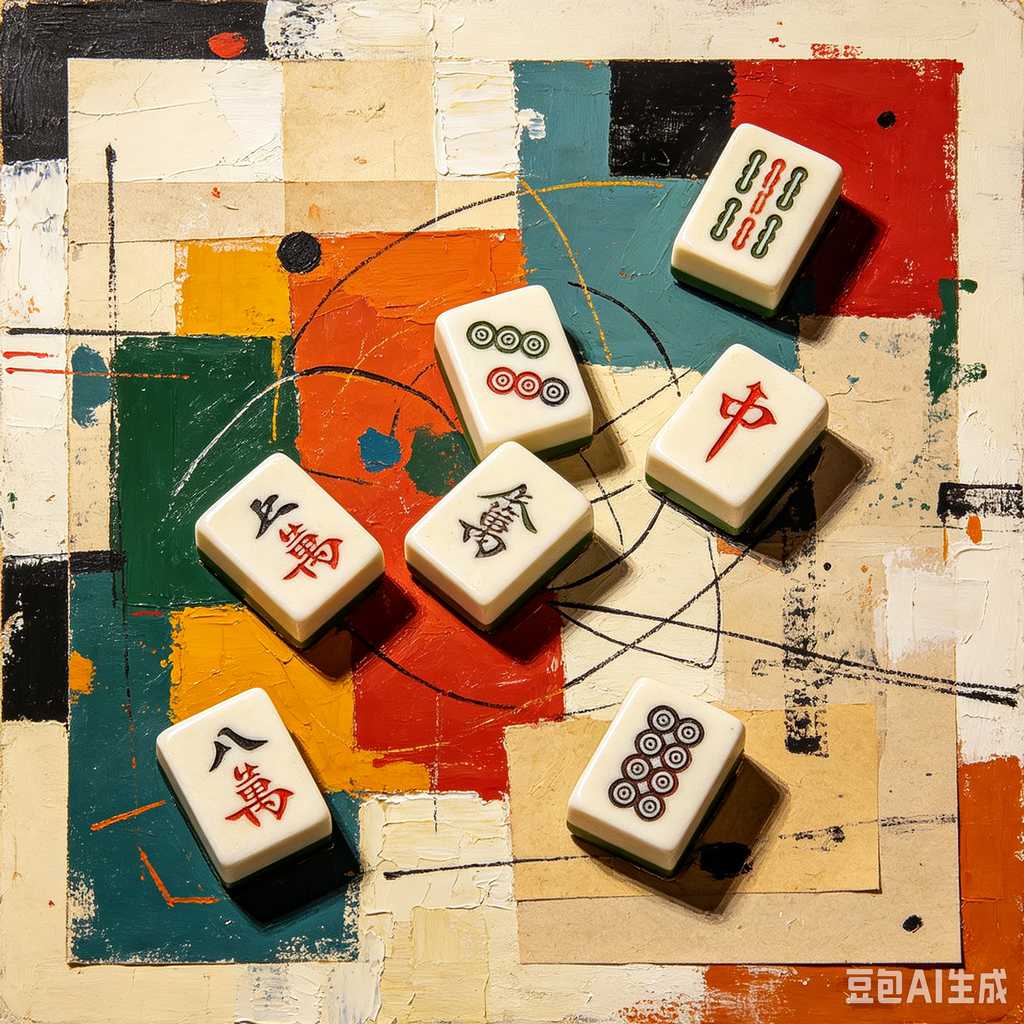 vintage text mahjong set
